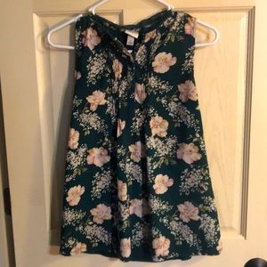 Green Floral Tank-Gently Worn-Size Small